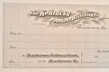The Kentucky Peerless Distilling Company blank check, circa 1910
