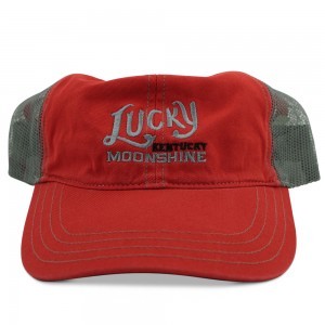 Lucky Kentucky Moonshine Trucker Hat - Red